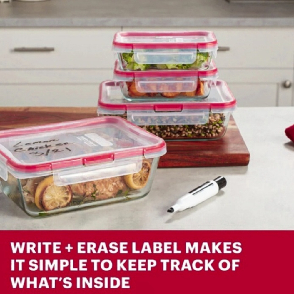 New Set of Two (2) Snapware Total Solution Borosilicate Glass Food Containers